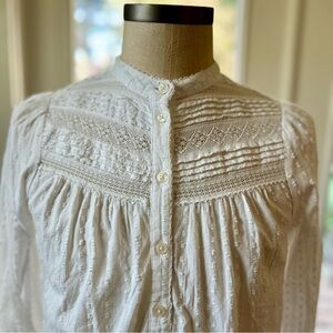 Anthropologie Pilcro White CottonLace Eyelet Blouse